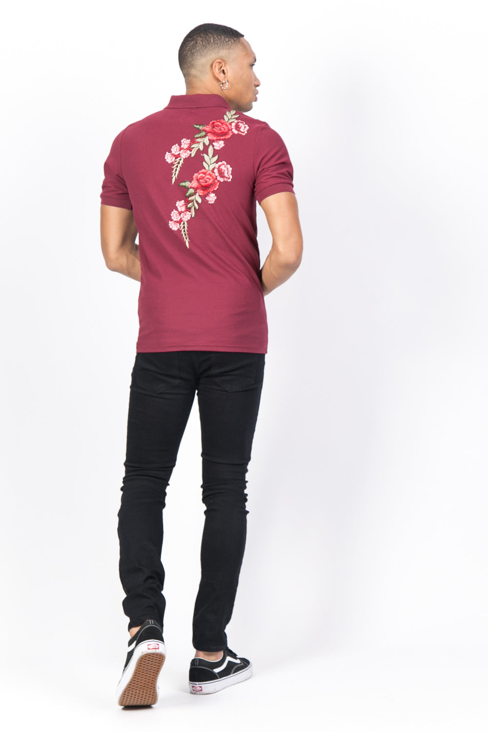 Sixth June - Polo brodé roses bordeaux