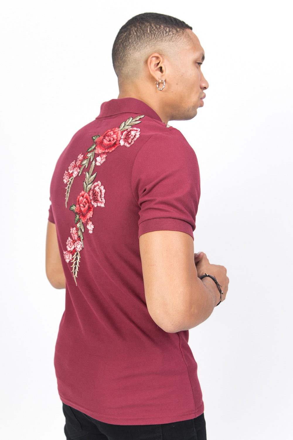 Sixth June - Polo brodé roses bordeaux