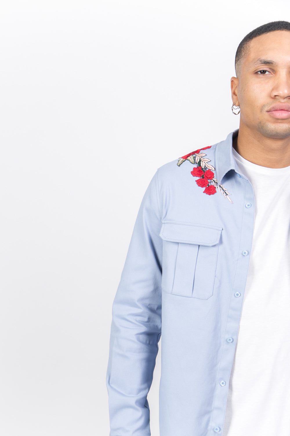 Sixth June - Chemise broderie roses bleu