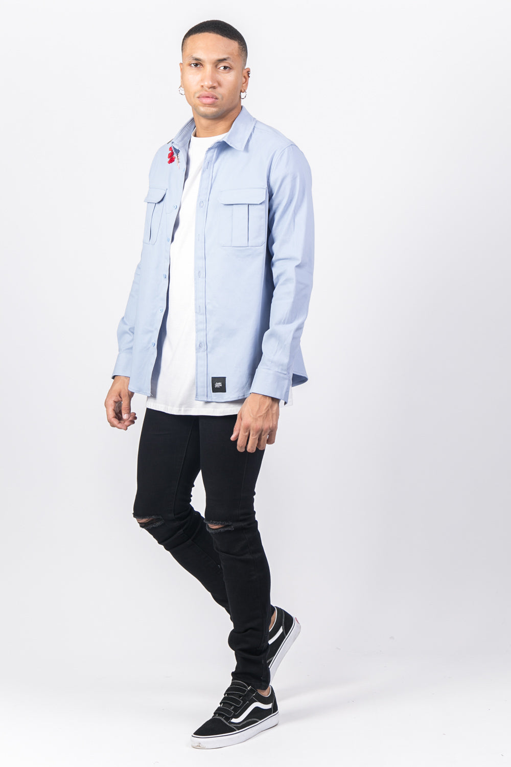 Sixth June - Chemise broderie roses bleu