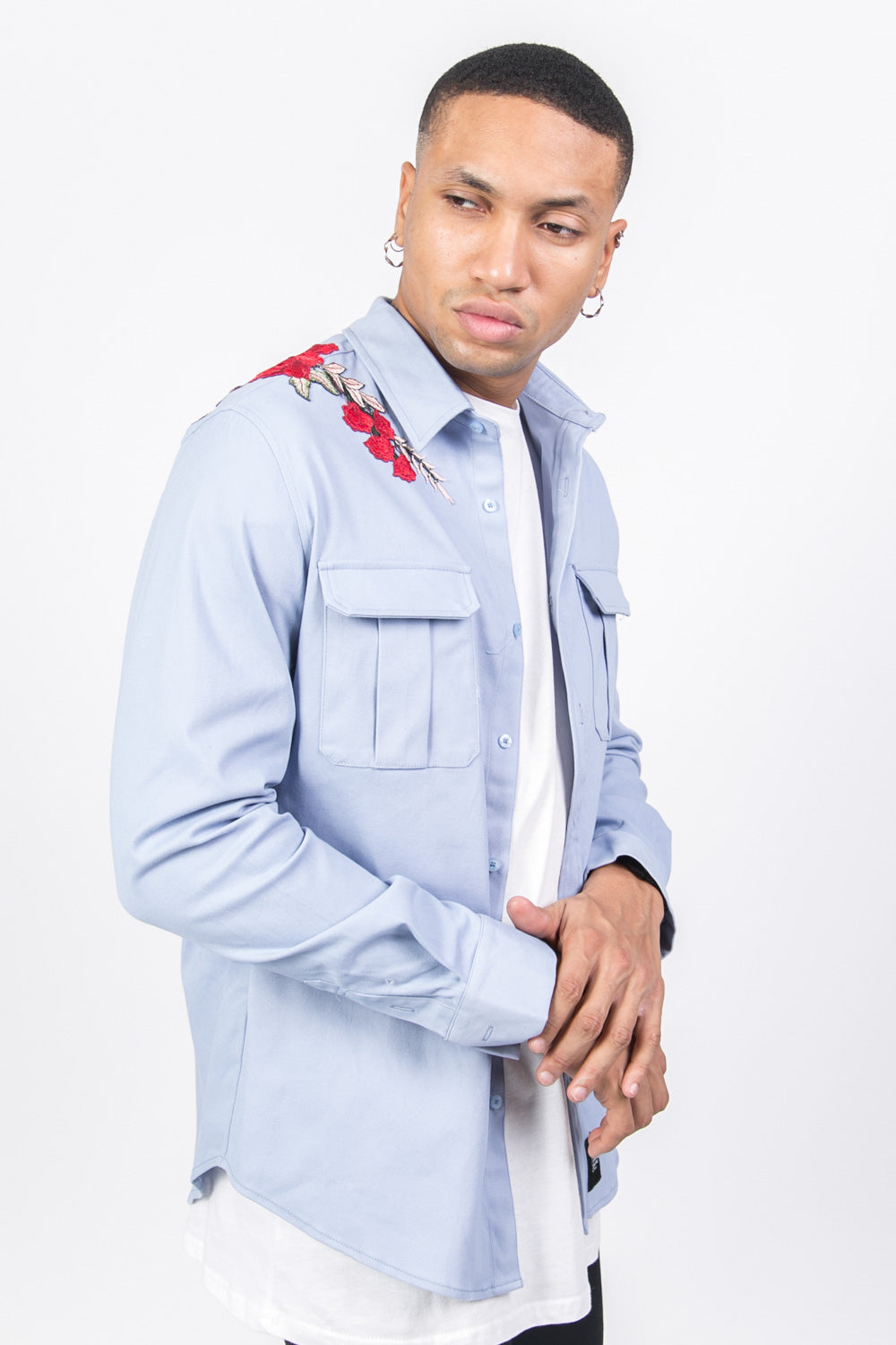 Sixth June - Chemise broderie roses bleu