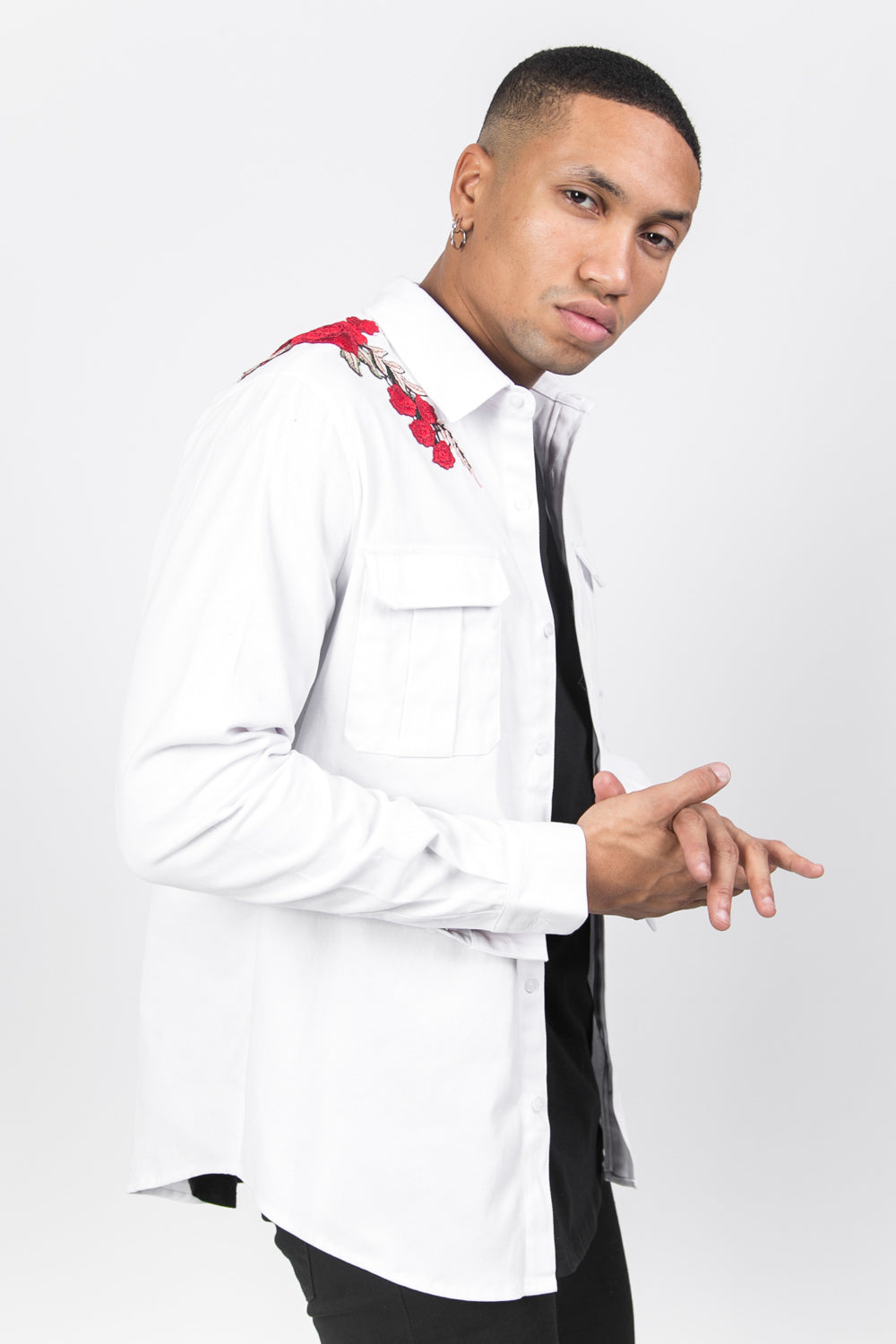 Sixth June - Chemise broderie roses blanc