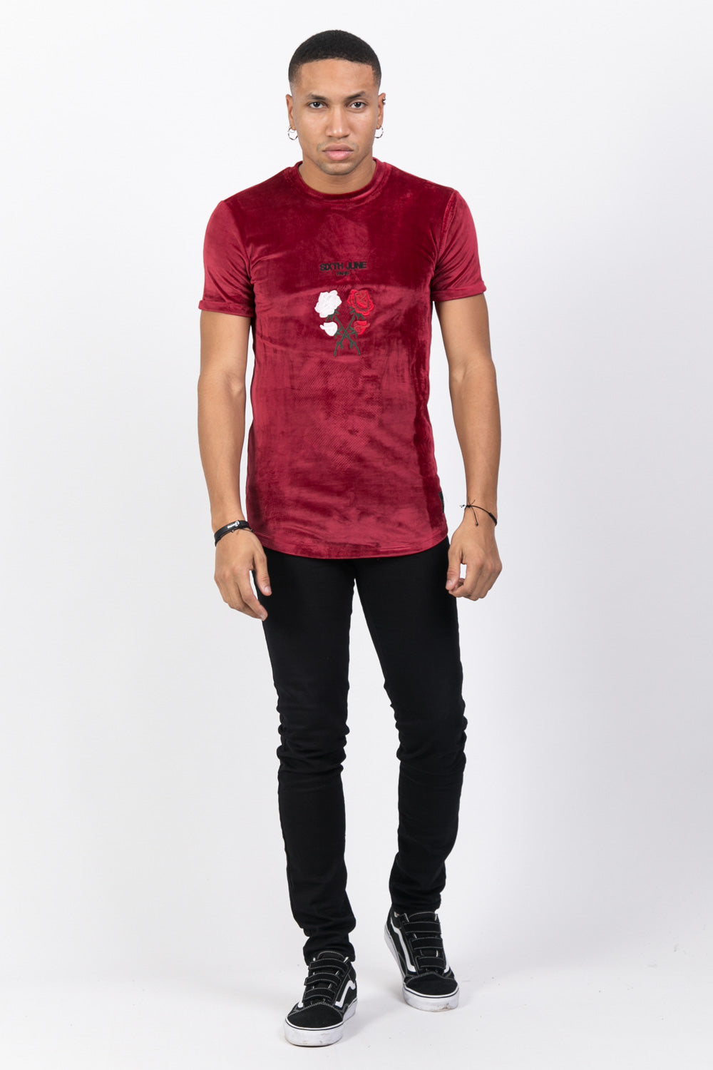 Sixth June - T-shirt velours roses bordeaux