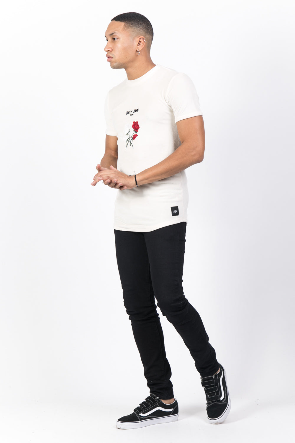 Sixth June - T-shirt velours roses blanc