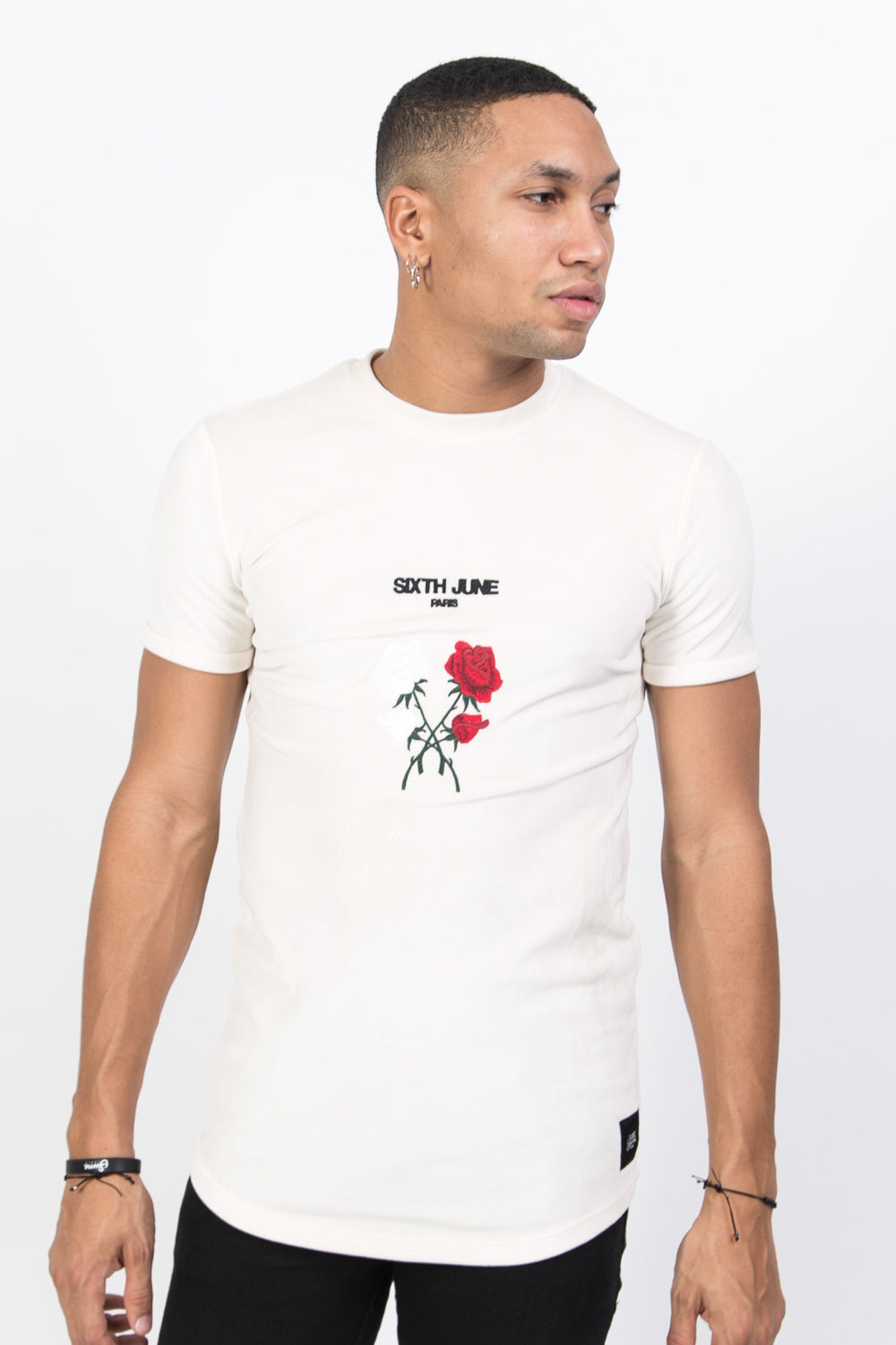 Sixth June - T-shirt velours roses blanc