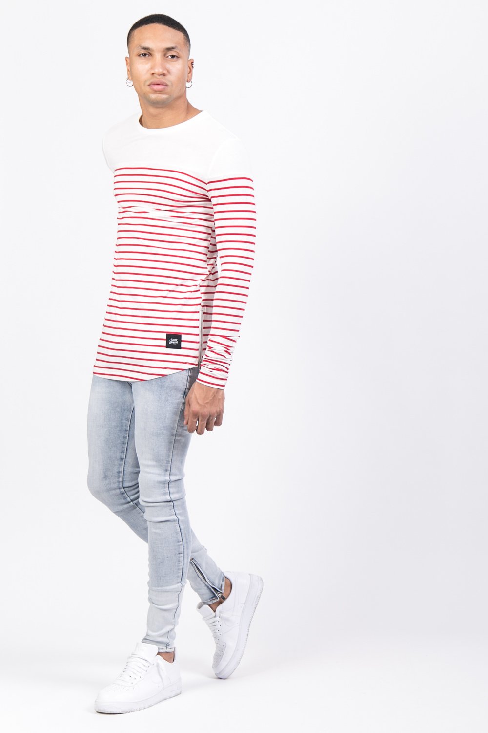 Long Sleeved Striped Sailor T-Shirt Red White