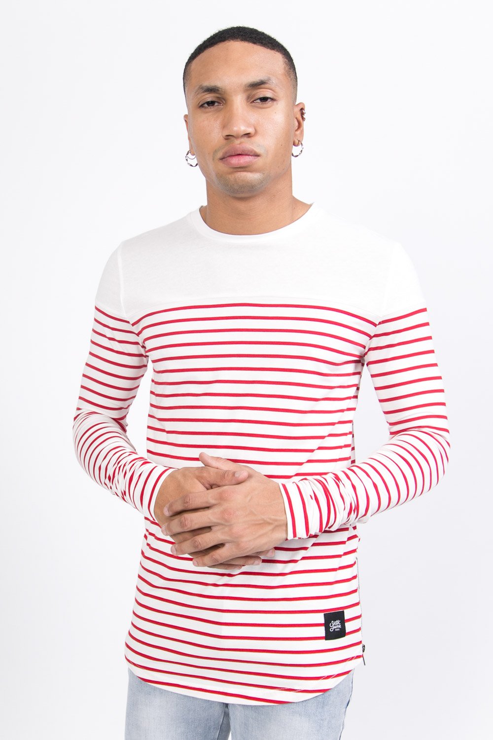 Long Sleeved Striped Sailor T-Shirt Red White