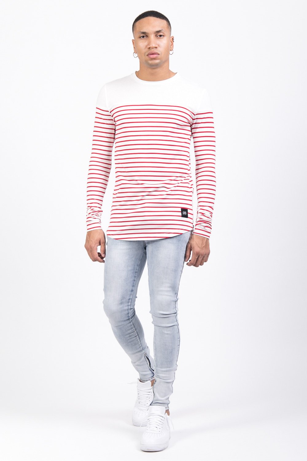 Long Sleeved Striped Sailor T-Shirt Red White