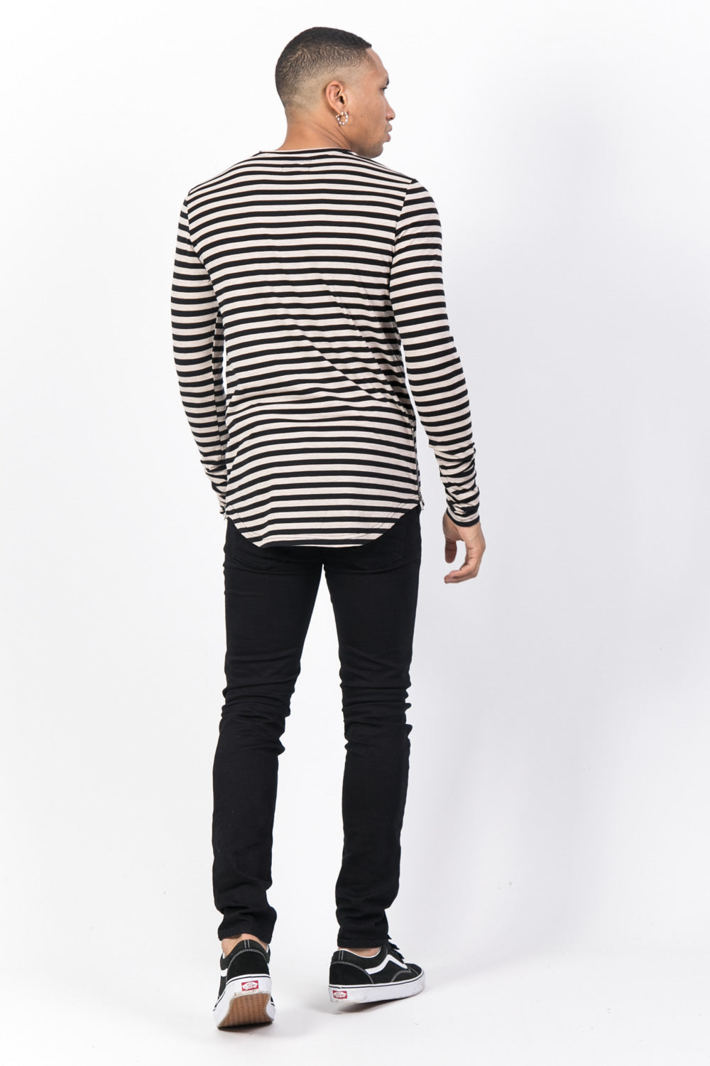 Sixth June - T-shirt marinière manches longues beige noir