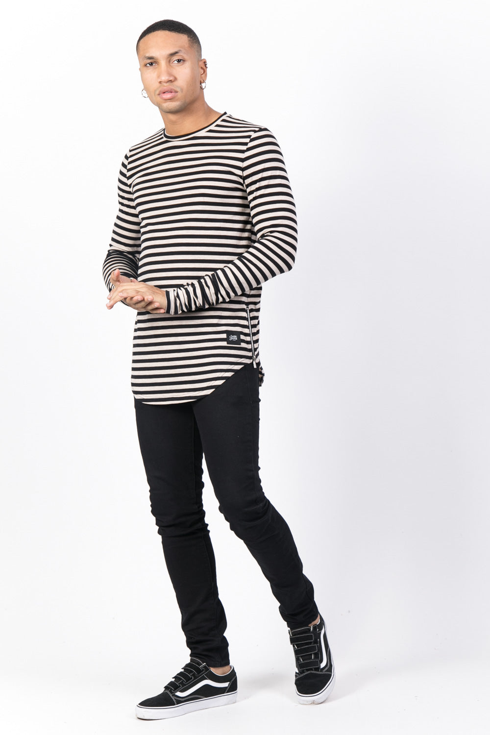 Sixth June - T-shirt marinière manches longues beige noir