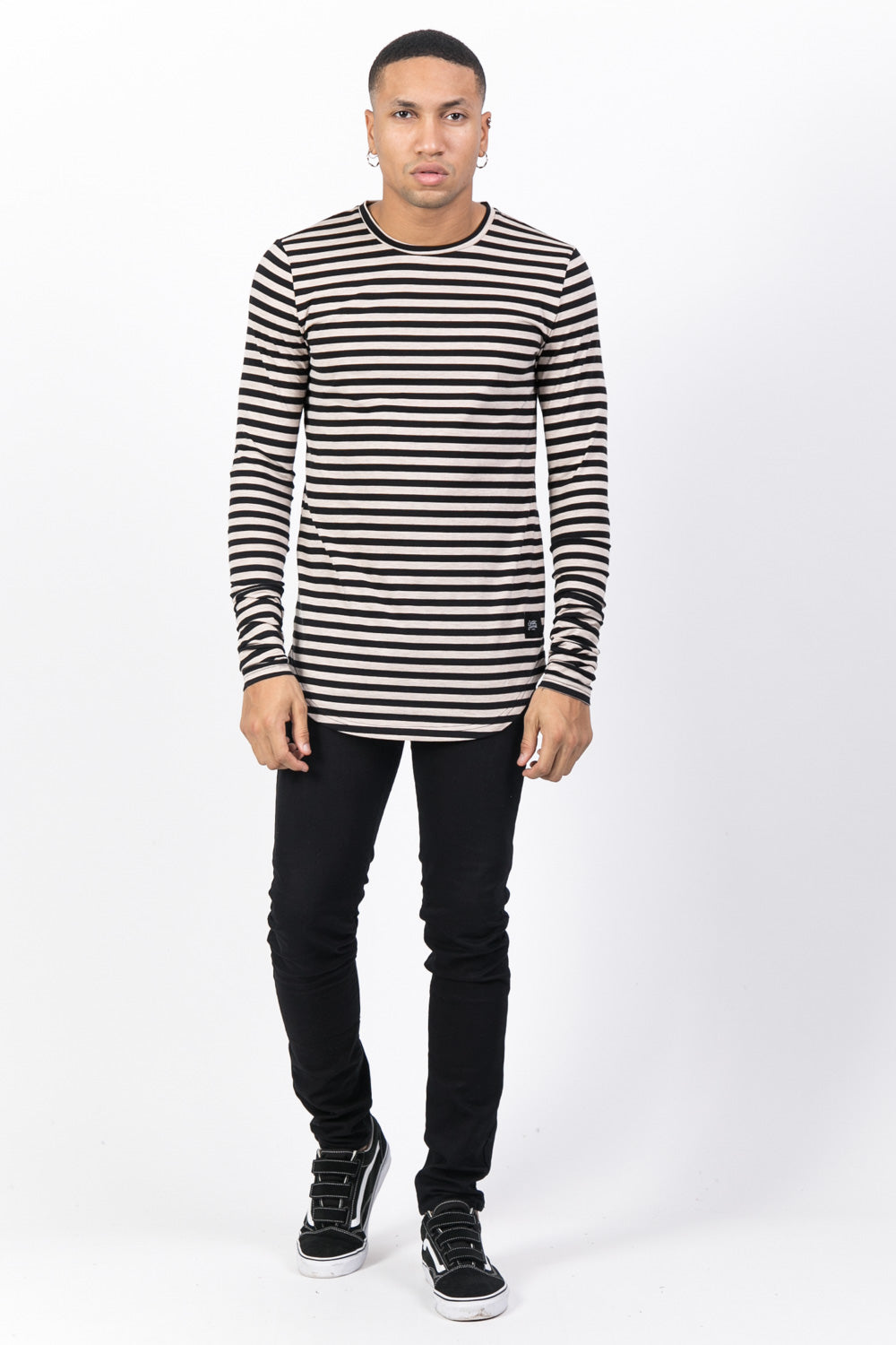 Sixth June - T-shirt marinière manches longues beige noir