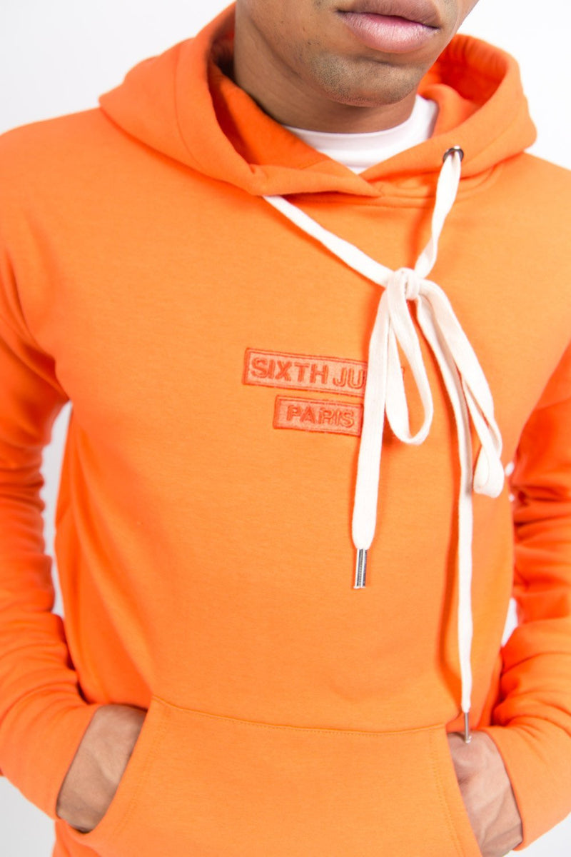 Sixth June - Sweat capuche logo brodé orange