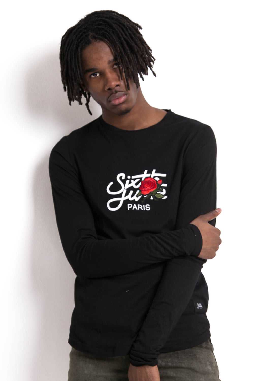Sixth June - T-shirt grand logo patch rose manches longues noir
