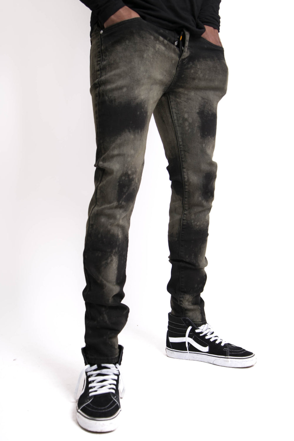 Sixth June - Jean délavé peinture kaki