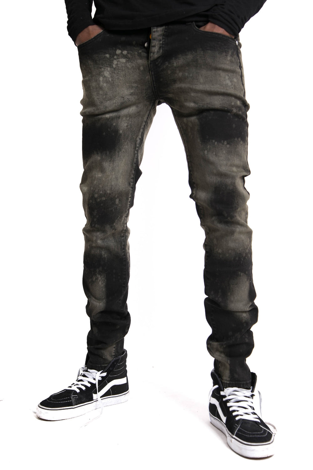 Sixth June - Jean délavé peinture kaki