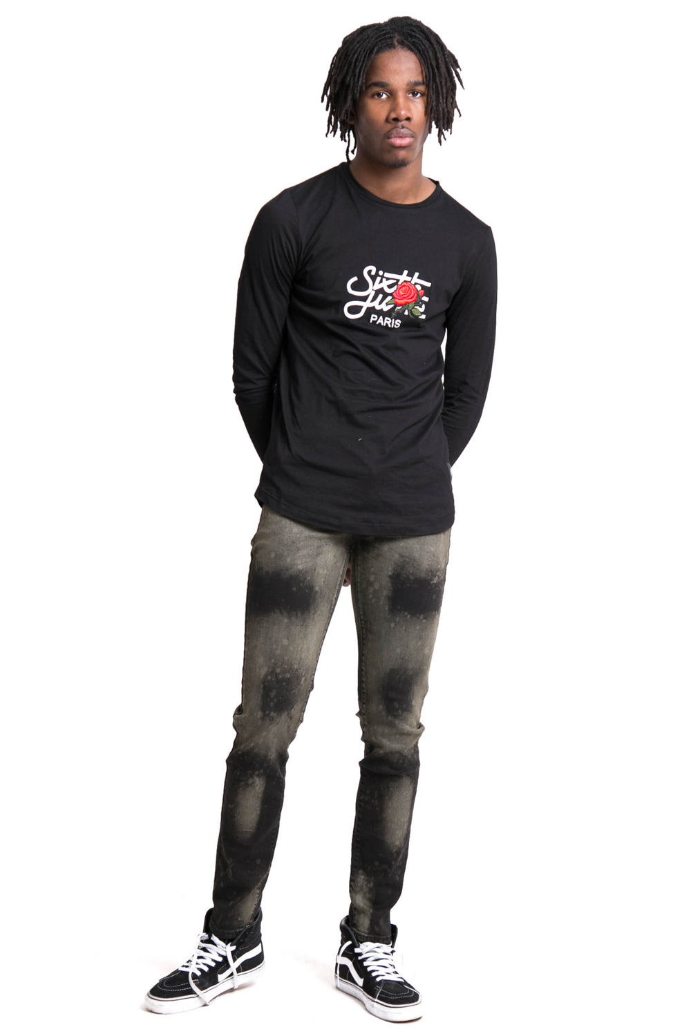 Sixth June - T-shirt grand logo patch rose manches longues noir