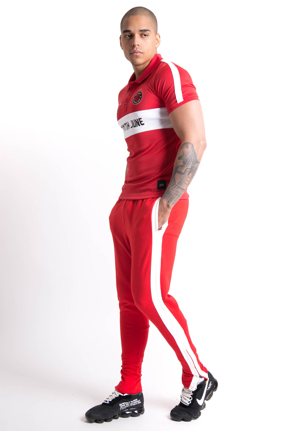 Sixth June - Maillot col football league rouge