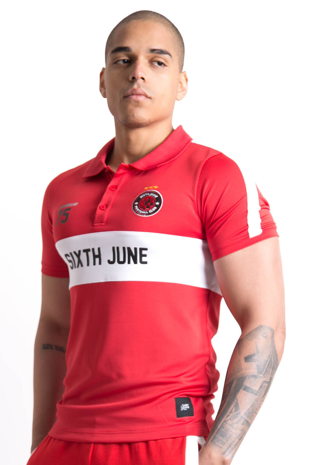 Sixth June - Maillot col football league rouge