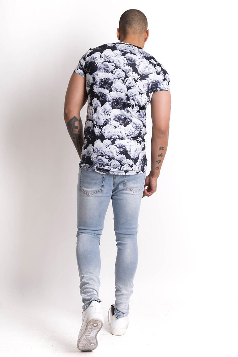 Sixth June - T-shirt roses satin blanc noir