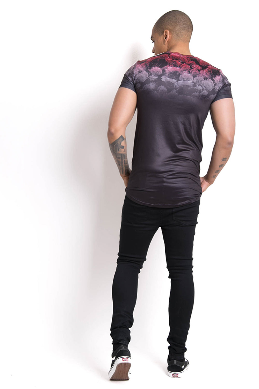 Sixth June - T-shirt roses satin noir rouge