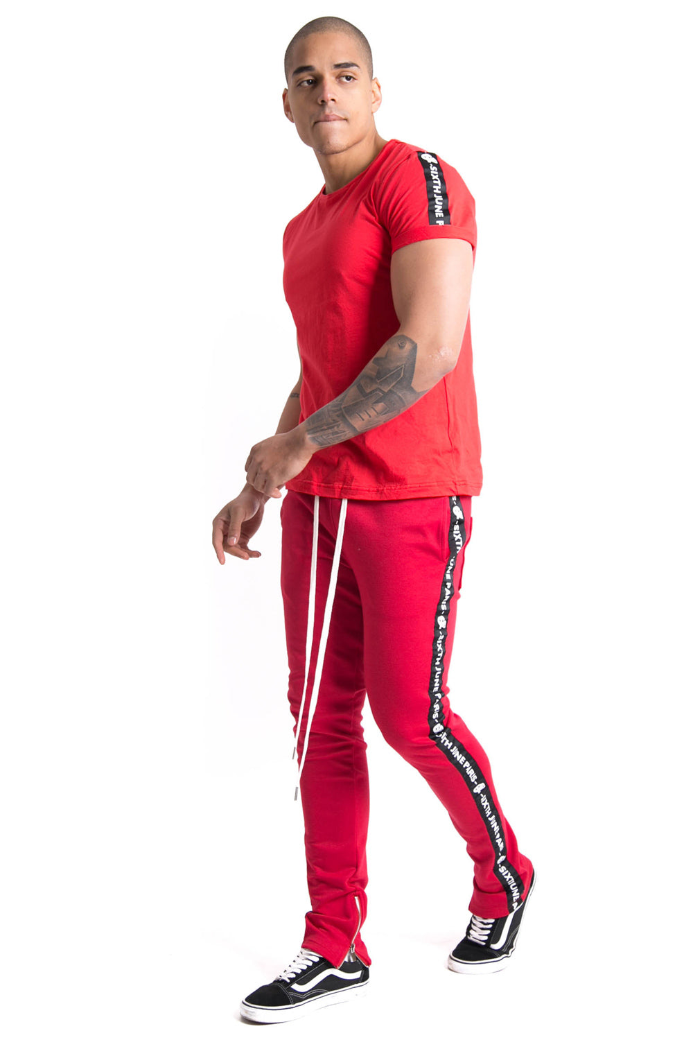 Sixth June - T-shirt bandes texte rouge noir