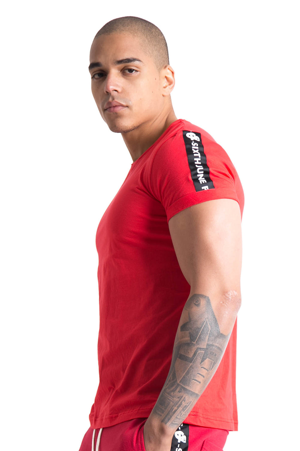 Sixth June - T-shirt bandes texte rouge noir