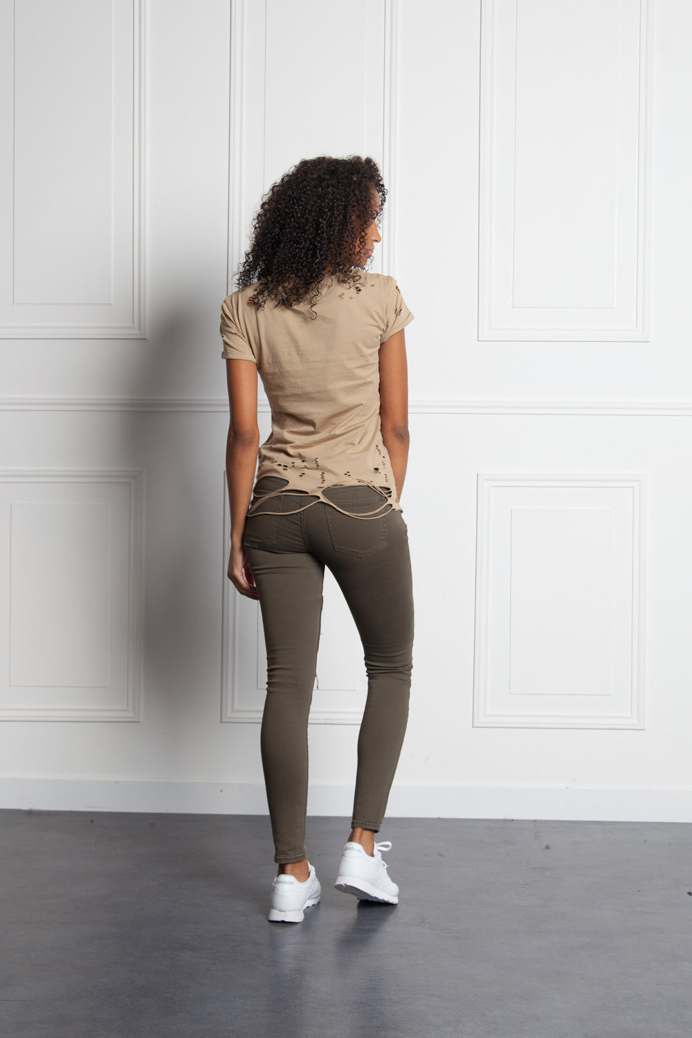 Sixth June - T-shirt uni destroy Femme beige W2370VTS