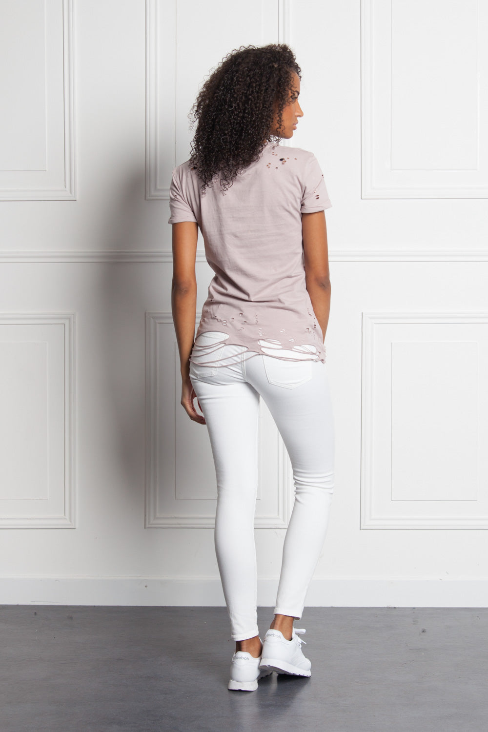 Sixth June - T-shirt destroy Femme rose W2370VTS