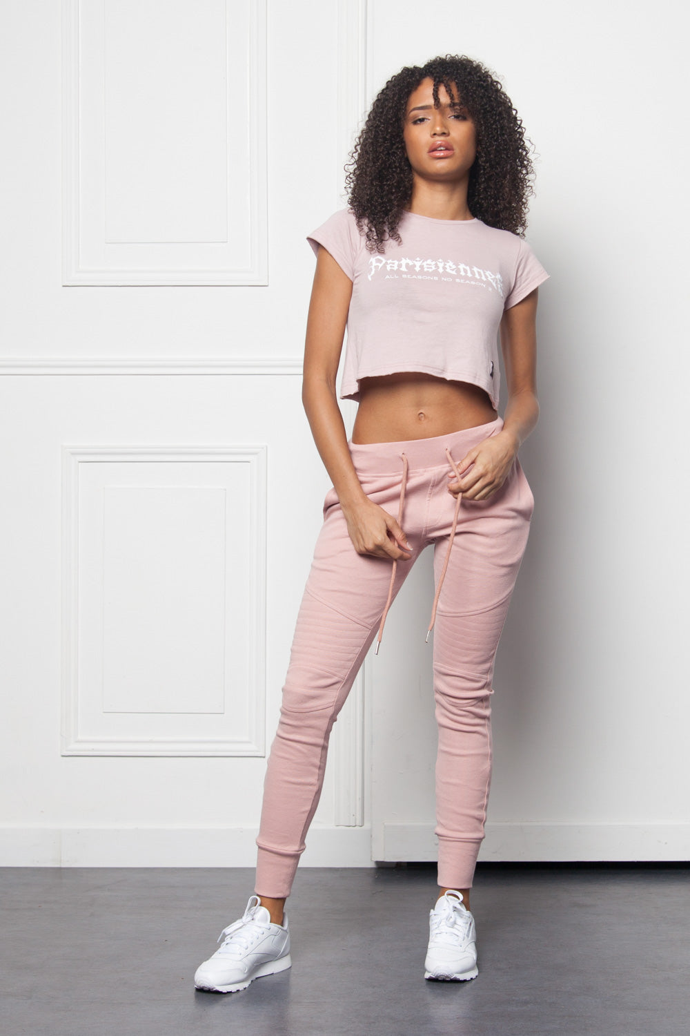 Sixth June - Crop top Parisiennes Women fire effect font stone pink W2630CTS