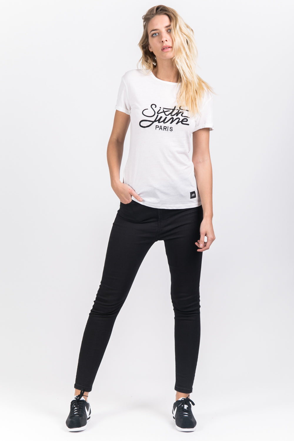 Sixth June - T-shirt brodé logo blanc