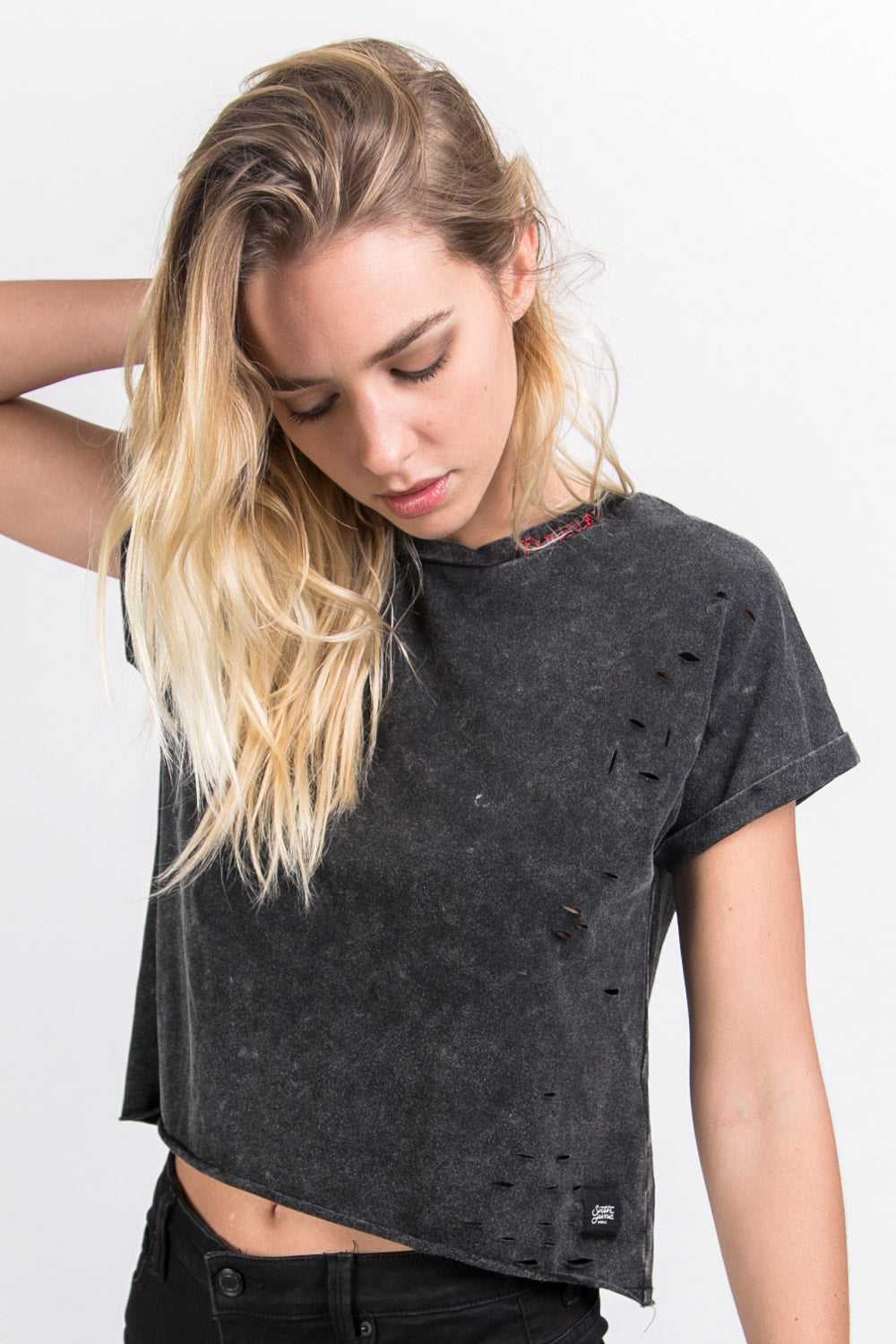 Sixth June - T-shirt trous Feminist col noir