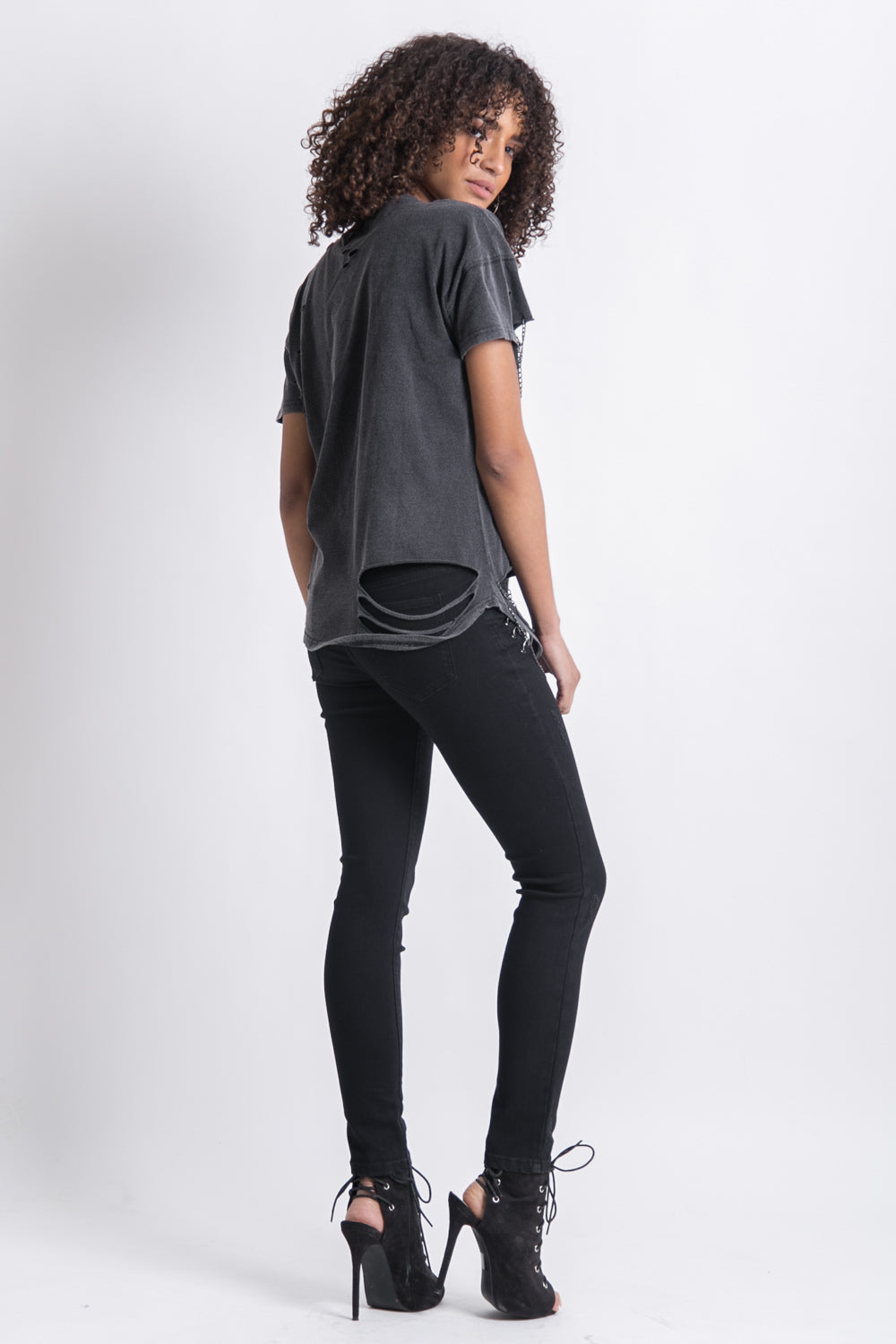 Sixth June - T-shirt effiloché trous noir