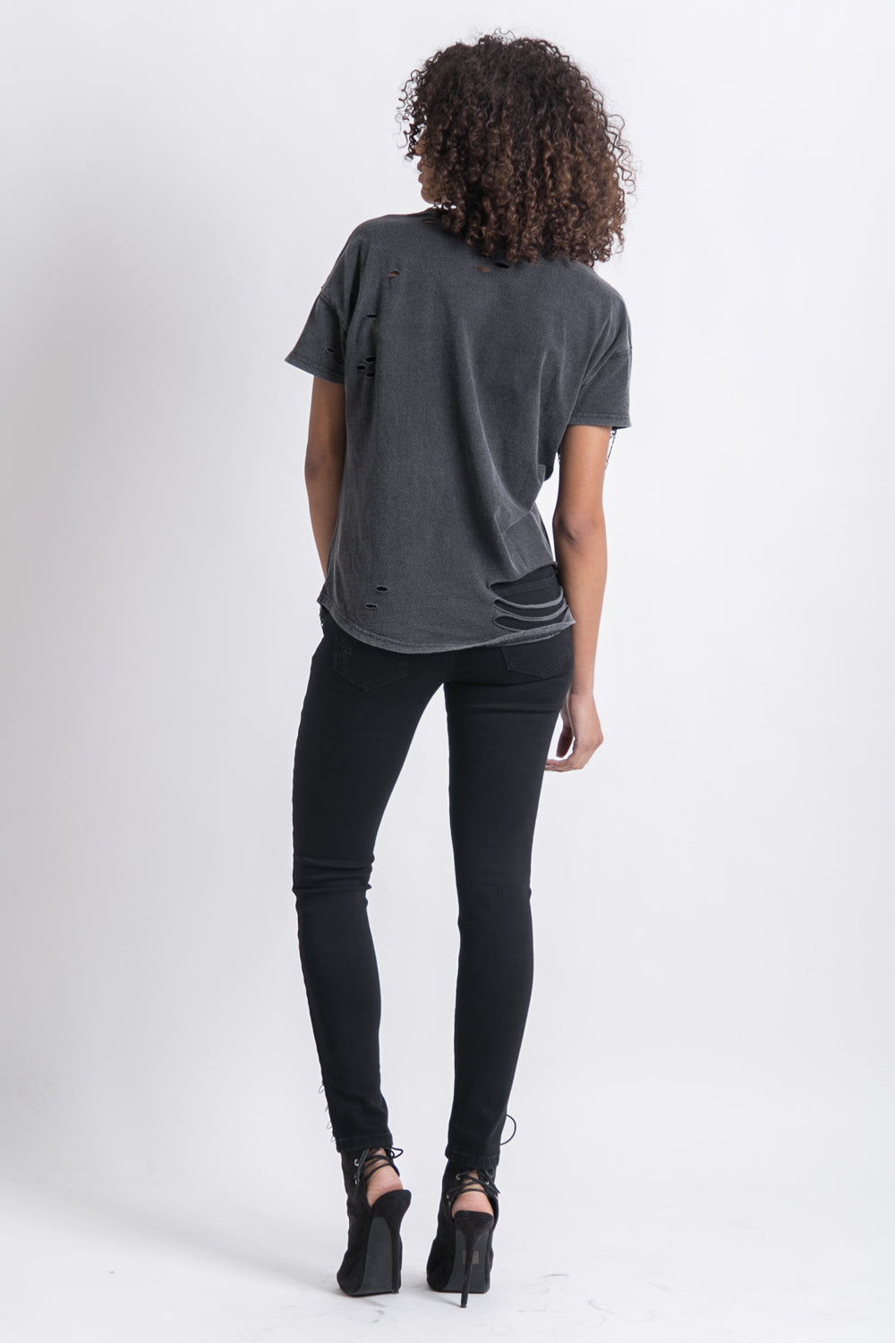 Sixth June - T-shirt effiloché trous noir