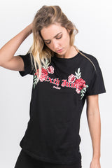 Sixth June - T-shirt imprimé broderies fleurs noir