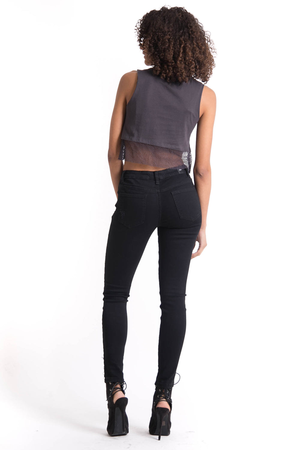 Sixth June - Débardeur mesh Monster gris foncé