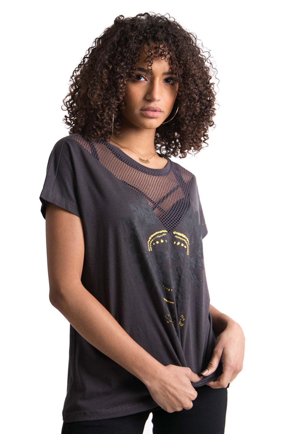 Sixth June - T-shirt mesh Monster gris foncé