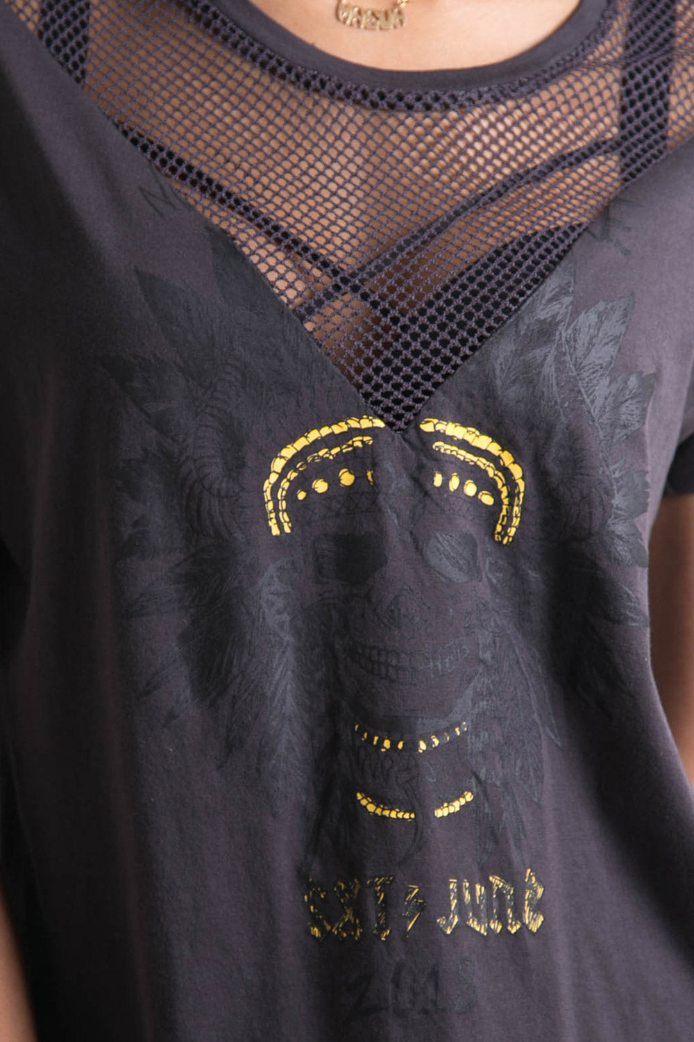 Sixth June - T-shirt mesh Monster gris foncé