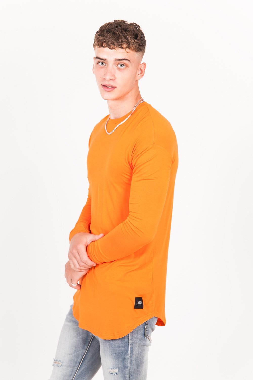 Sixth June - T-shirt manches longues bas arrondi orange