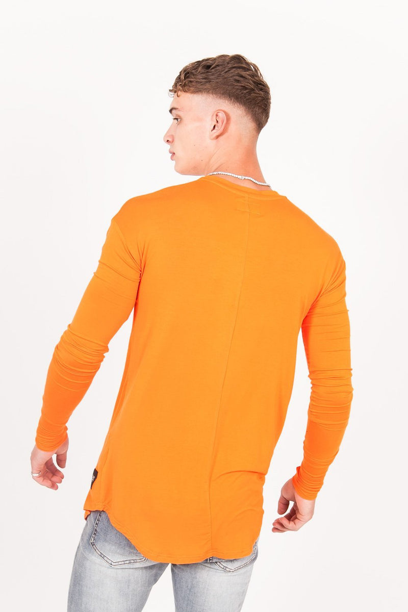 Sixth June - T-shirt manches longues bas arrondi orange