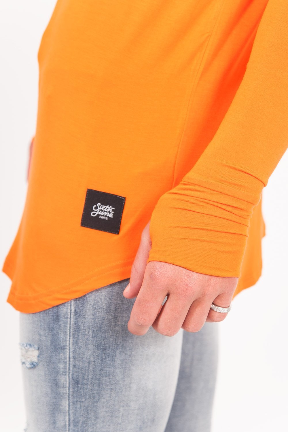 Sixth June - T-shirt manches longues bas arrondi orange