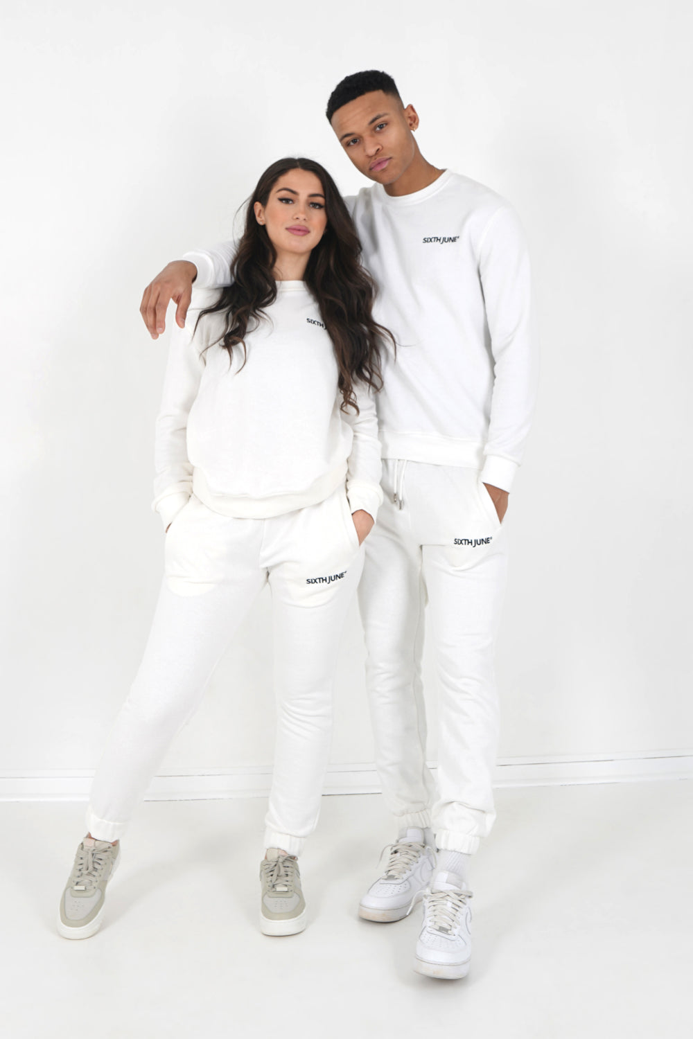 Sixth June - Jogging + sweat logo brodé Blanc