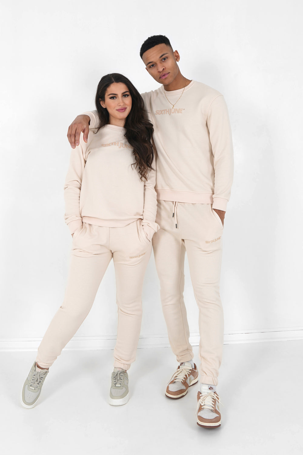 Sixth June - Jogging + sweat logo gommé Beige clair