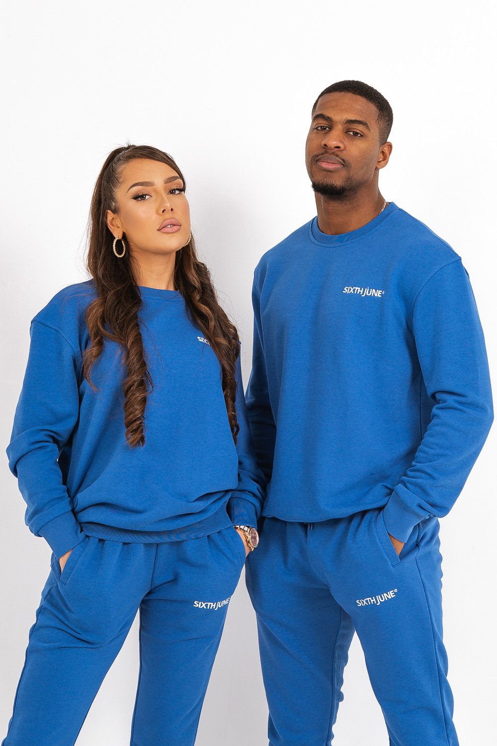 Sixth June - Sweatshirt soft logo brodé Bleu foncé