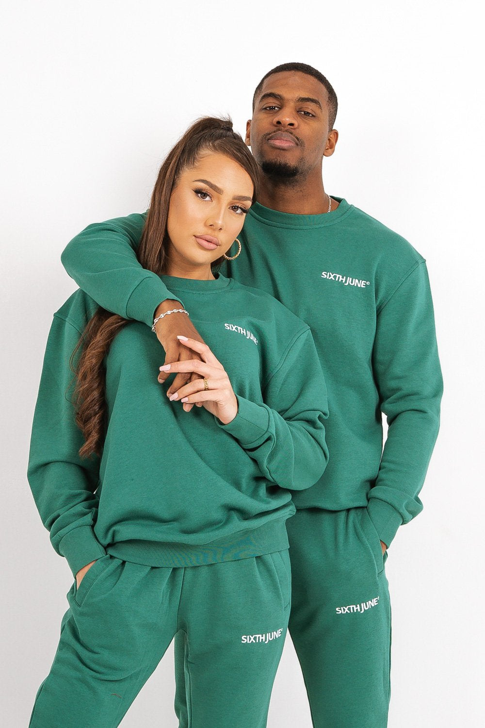 Sixth June - Sweatshirt soft logo brodé Vert foncé