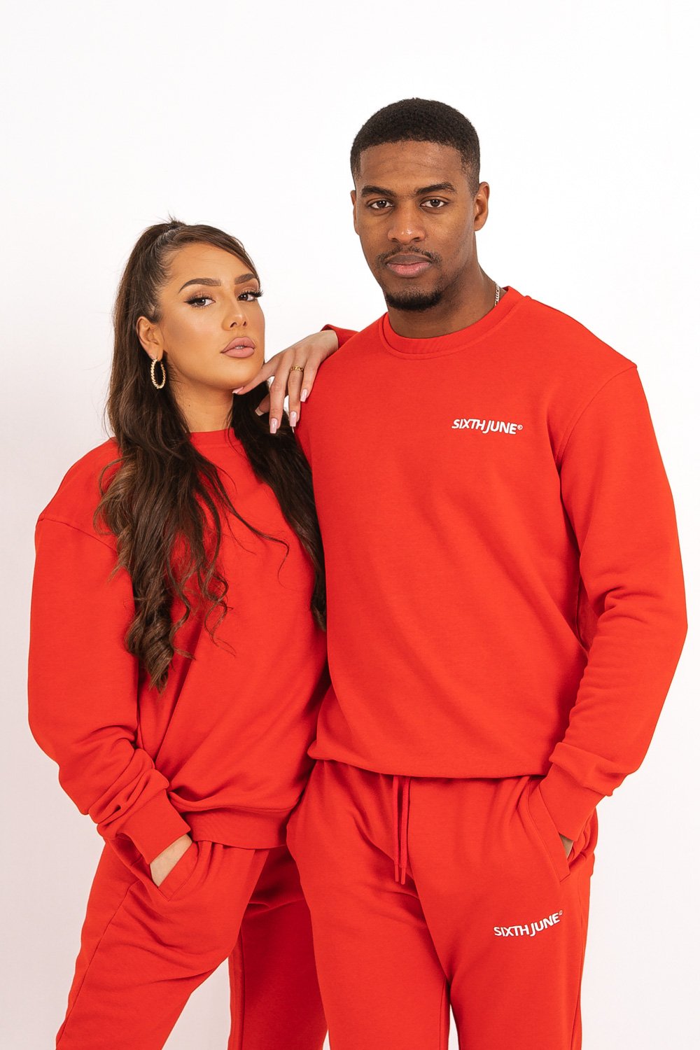 Sixth June - Sweatshirt soft logo brodé Rouge