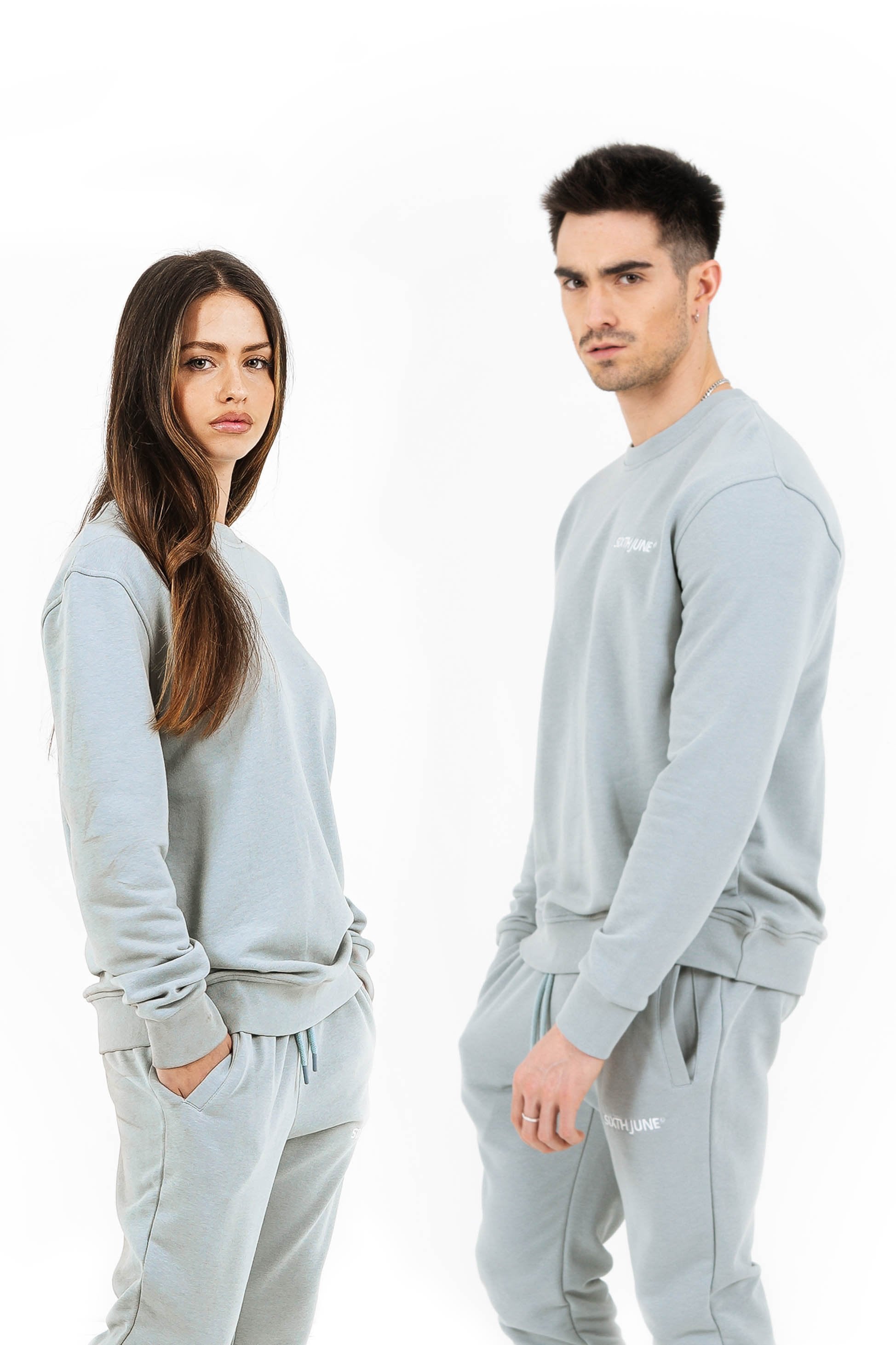 Sixth June - Sweatshirt soft logo brodé Bleu clair
