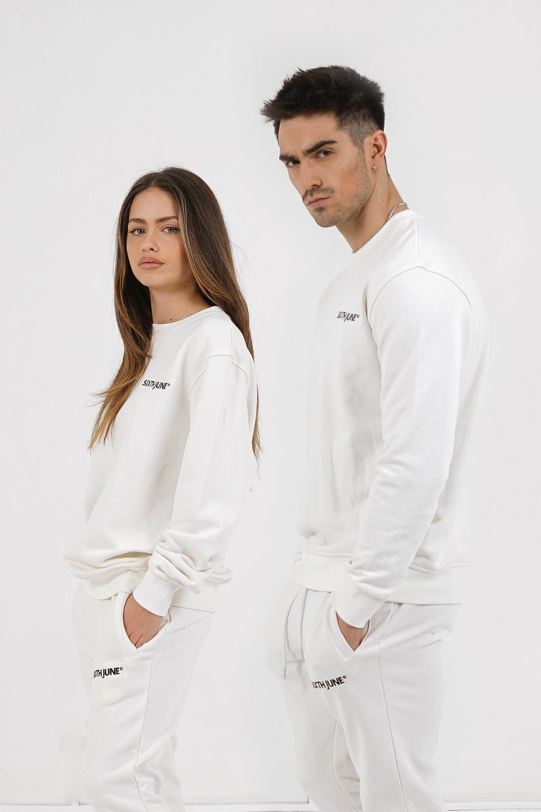 Sixth June - Sweatshirt soft logo brodé Blanc