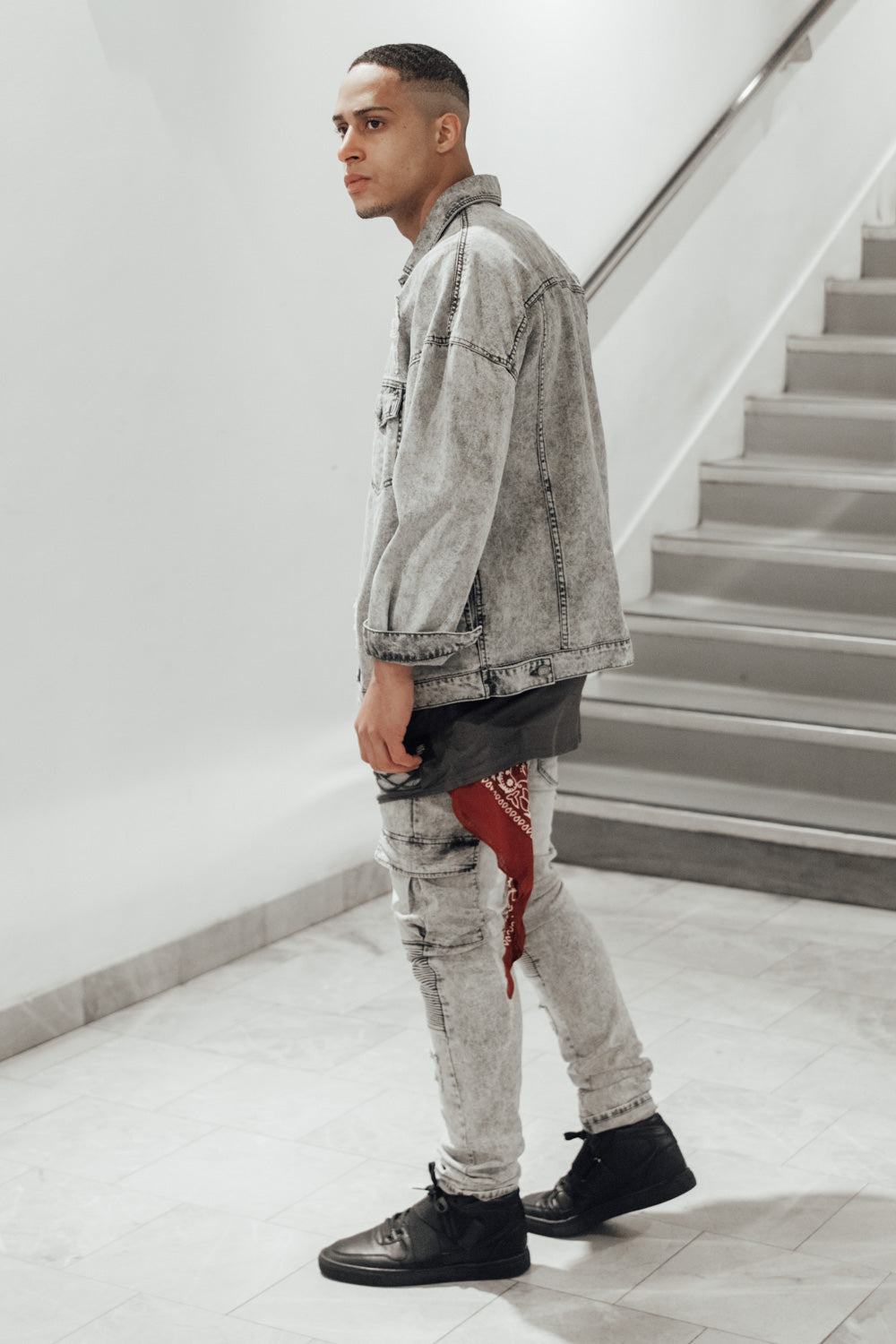 Sixth June - Veste jean large gris