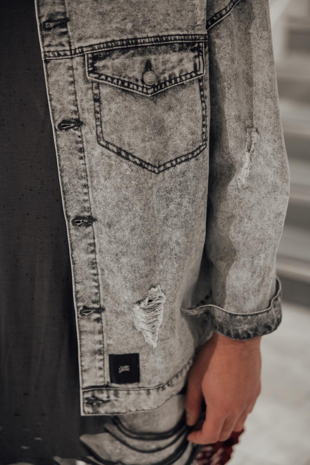 Sixth June - Veste jean large gris