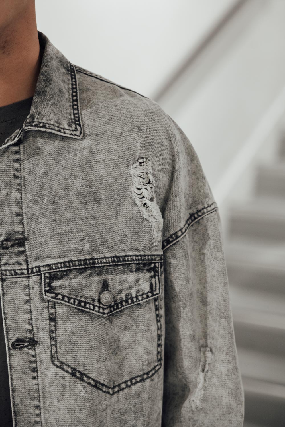 Sixth June - Veste jean large gris